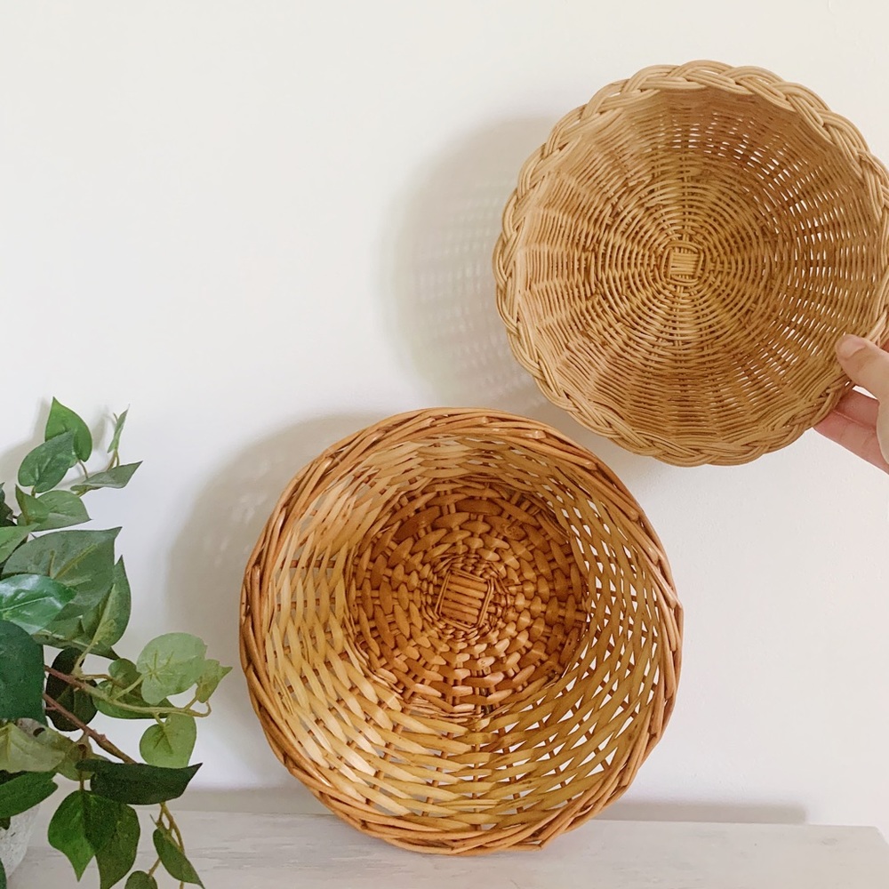basket set with milk glass bowl